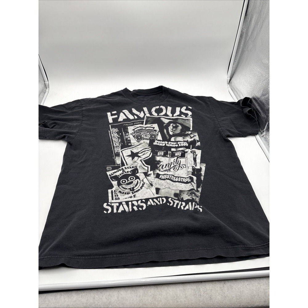 Famous Stars And Straps T-shirt Size Extra Large Y2K Black Preowned Skater Rare